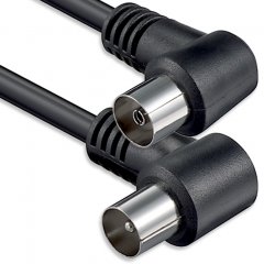 1aTTack Antennenkabel Winkel 1,5m Winkelstecker-Winkelkupplung 75dB doppelt geschirmt Schwarz