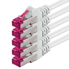 1aTTack 5x LAN Kabel 0,25m CAT6a GHMT LSZH SFTP PIMF Ethernet Netzwerkkabel 10Gbit/s Wei�