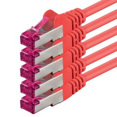 1aTTack 5x LAN Kabel 1m CAT6a GHMT LSZH SFTP PIMF Ethernet Netzwerkkabel 10Gbit/s Rot