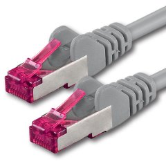 1aTTack 1x LAN Kabel 2m CAT6a GHMT LSZH SFTP PIMF Ethernet Netzwerkkabel 10Gbit/s Grau