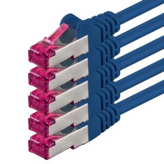1aTTack 5x LAN Kabel 3m CAT6a GHMT LSZH SFTP PIMF Ethernet Netzwerkkabel 10Gbit/s Blau