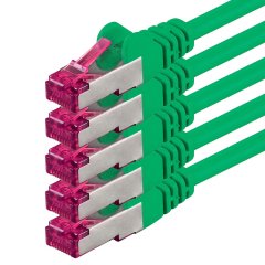 1aTTack 5x LAN Kabel 3m CAT6a GHMT LSZH SFTP PIMF Ethernet Netzwerkkabel 10Gbit/s Gr�n