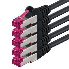 1aTTack 5x LAN Kabel 5m CAT6a GHMT LSZH SFTP PIMF Ethernet Netzwerkkabel 10Gbit/s Schwarz