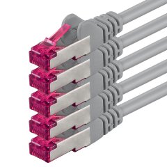 1aTTack 5x LAN Kabel 7,5m CAT6a GHMT LSZH SFTP PIMF Ethernet Netzwerkkabel 10Gbit/s Grau