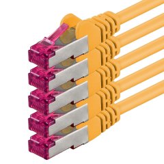 1aTTack 5x LAN Kabel 10m CAT6a GHMT LSZH SFTP PIMF Ethernet Netzwerkkabel 10Gbit/s Gelb