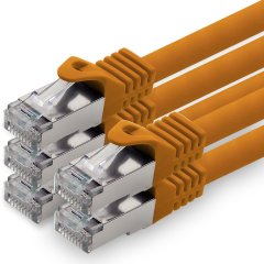 1aTTack Lan Kabel 0,5m Cat7 LSZH PIMF SFTP Patch-Ethernetkabel RJ45 Cat6a Stecker 5x Orange