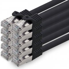 1aTTack Lan Kabel 1m Cat7 LSZH PIMF SFTP Patch-Ethernetkabel RJ45 Cat6a Stecker 10x Schwarz