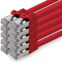 1aTTack Lan Kabel 5m Cat7 LSZH PIMF SFTP Patch-Ethernetkabel RJ45 Cat6a Stecker 10x Rot