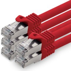 1aTTack Lan Kabel 7,5m Cat7 LSZH PIMF SFTP Patch-Ethernetkabel RJ45 Cat6a Stecker 5x Rot