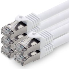 1aTTack Lan Kabel 7,5m Cat7 LSZH PIMF SFTP Patch-Ethernetkabel RJ45 Cat6a Stecker 5x Wei�