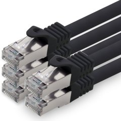 1aTTack Lan Kabel 10m Cat7 LSZH PIMF SFTP Patch-Ethernetkabel RJ45 Cat6a Stecker 5x Schwarz