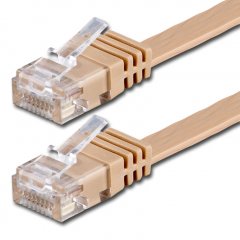 1aTTack LAN Kabel 20m CAT6 Flach RJ45 Netzwerkkabel Patchkabel hellbraun