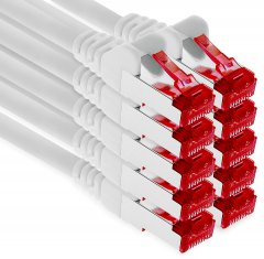 1aTTack LAN Kabel 0,5m 10x CAT6 S-FTP PIMF RJ45 Netzwerkkabel Patchkabel wei�