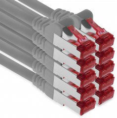 1aTTack LAN Kabel 5m 10x CAT6 S-FTP PIMF RJ45 Netzwerkkabel Patchkabel grau