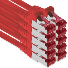 1aTTack LAN Kabel 10m 10x CAT6 S-FTP PIMF RJ45 Netzwerkkabel Patchkabel rot