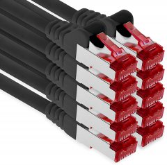 1aTTack LAN Kabel 0,5m 10x CAT6 S-FTP PIMF RJ45 Netzwerkkabel Patchkabel schwarz