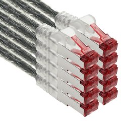 1aTTack LAN Kabel 5m 10x CAT6 S-FTP PIMF RJ45 Netzwerkkabel Patchkabel transparent
