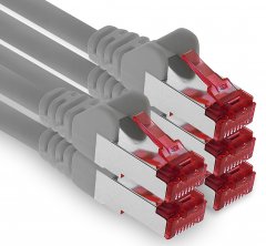 1aTTack LAN Kabel 3m 5x CAT6 S-FTP PIMF RJ45 Netzwerkkabel Patchkabel grau