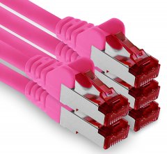 1aTTack LAN Kabel 2m 5x CAT6 S-FTP PIMF RJ45 Netzwerkkabel Patchkabel magenta