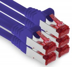 1aTTack LAN Kabel 5m 5x CAT6 S-FTP PIMF RJ45 Netzwerkkabel Patchkabel violett