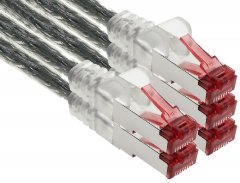 1aTTack LAN Kabel 3m 5x CAT6 S-FTP PIMF RJ45 Netzwerkkabel Patchkabel transparent