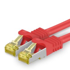 1aTTack Lan Kabel 2m Cat7 S/FTP PiMF Patch-Ethernetkabel RJ45 CAT6a Stecker 1x Rot