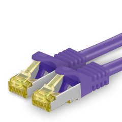 1aTTack Lan Kabel 10m Cat7 S/FTP PiMF Patch-Ethernetkabel RJ45 CAT6a Stecker 1x Violett