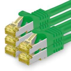 1aTTack Lan Kabel 0,25m Cat7 S/FTP PiMF Patch-Ethernetkabel RJ45 CAT6a Stecker 5x Gr�n