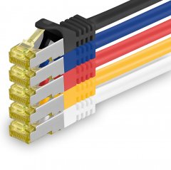1aTTack Lan Kabel 1m Cat7 S/FTP PiMF Patch-Ethernetkabel RJ45 CAT6a Stecker 5 Farben