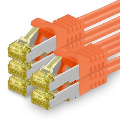 1aTTack Lan Kabel 1m Cat7 S/FTP PiMF Patch-Ethernetkabel RJ45 CAT6a Stecker 5x Orange