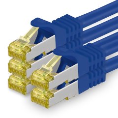 1aTTack Lan Kabel 3m Cat7 S/FTP PiMF Patch-Ethernetkabel RJ45 CAT6a Stecker 5x Blau