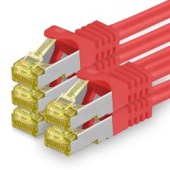 1aTTack Lan Kabel 3m Cat7 S/FTP PiMF Patch-Ethernetkabel RJ45 CAT6a Stecker 5x Rot