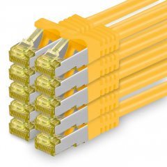 1aTTack Lan Kabel 1,5m Cat7 S/FTP PiMF Patch-Ethernetkabel RJ45 CAT6a Stecker 10x Gelb