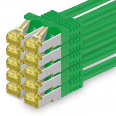 1aTTack Lan Kabel 2m Cat7 S/FTP PiMF Patch-Ethernetkabel RJ45 CAT6a Stecker 10x Gr�n