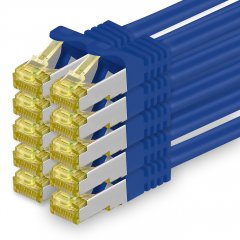 1aTTack Lan Kabel 3m Cat7 S/FTP PiMF Patch-Ethernetkabel RJ45 CAT6a Stecker 10x Blau