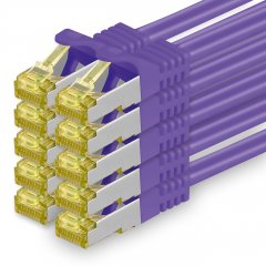 1aTTack Lan Kabel 5m Cat7 S/FTP PiMF Patch-Ethernetkabel RJ45 CAT6a Stecker 10x Violett