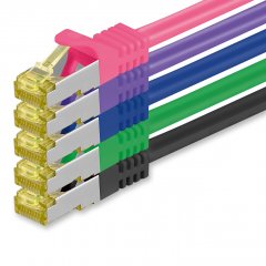 1aTTack Lan Kabel 2m Cat7 S/FTP PiMF Patch-Ethernetkabel RJ45 CAT6a Stecker 5 Farben