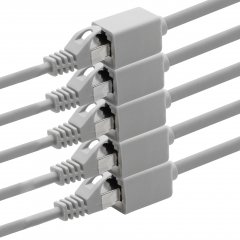 1aTTack Lan Kabel 5m Cat7 Verl�ngerung Adapter Ethernetkabel RJ45 Cat6a Stecker Buchse 5x grau