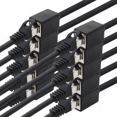 1aTTack Lan Kabel 0.5m Cat7 Verl�ngerung Adapter Ethernetkabel RJ45 Cat6a Stecker Buchse 10x schwarz