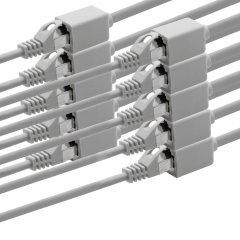 1aTTack Lan Kabel 3m Cat7 Verl�ngerung Adapter Ethernetkabel RJ45 Cat6a Stecker Buchse 10x grau