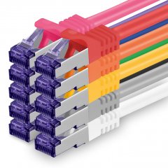 1aTTack Lan Kabel 1.5m Cat7 S/FTP PiMF Patch-Ethernetkabel RJ45 CAT6a Stecker 10 Farben