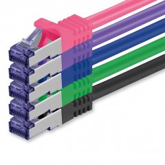 1aTTack Lan Kabel 0.5m Cat7 S/FTP PiMF Patch-Ethernetkabel RJ45 CAT6a Stecker 5 Farben