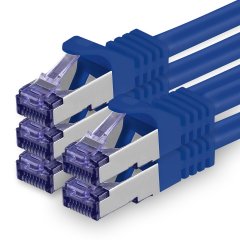 1aTTack Lan Kabel 0.5m Cat7 S/FTP PiMF Patch-Ethernetkabel RJ45 CAT6a Stecker 5x blau