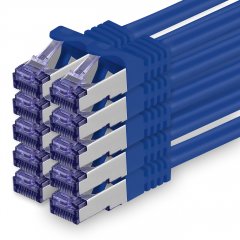 1aTTack Lan Kabel 0.5m Cat7 S/FTP PiMF Patch-Ethernetkabel RJ45 CAT6a Stecker 10x blau