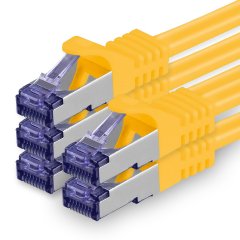 1aTTack Lan Kabel 3m Cat7 S/FTP PiMF Patch-Ethernetkabel RJ45 CAT6a Stecker 5x gelb