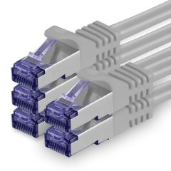 1aTTack Lan Kabel 1m Cat7 S/FTP PiMF Patch-Ethernetkabel RJ45 CAT6a Stecker 5x grau