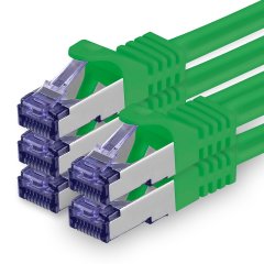 1aTTack Lan Kabel 0.5m Cat7 S/FTP PiMF Patch-Ethernetkabel RJ45 CAT6a Stecker 5x gr�n