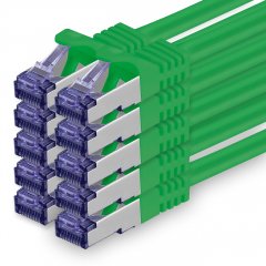 1aTTack Lan Kabel 2m Cat7 S/FTP PiMF Patch-Ethernetkabel RJ45 CAT6a Stecker 10x gr�n