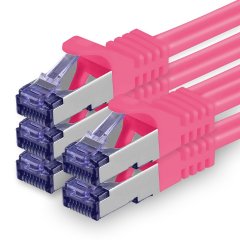 1aTTack Lan Kabel 3m Cat7 S/FTP PiMF Patch-Ethernetkabel RJ45 CAT6a Stecker 5x magenta