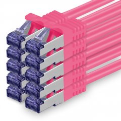 1aTTack Lan Kabel 1.5m Cat7 S/FTP PiMF Patch-Ethernetkabel RJ45 CAT6a Stecker 10x magenta